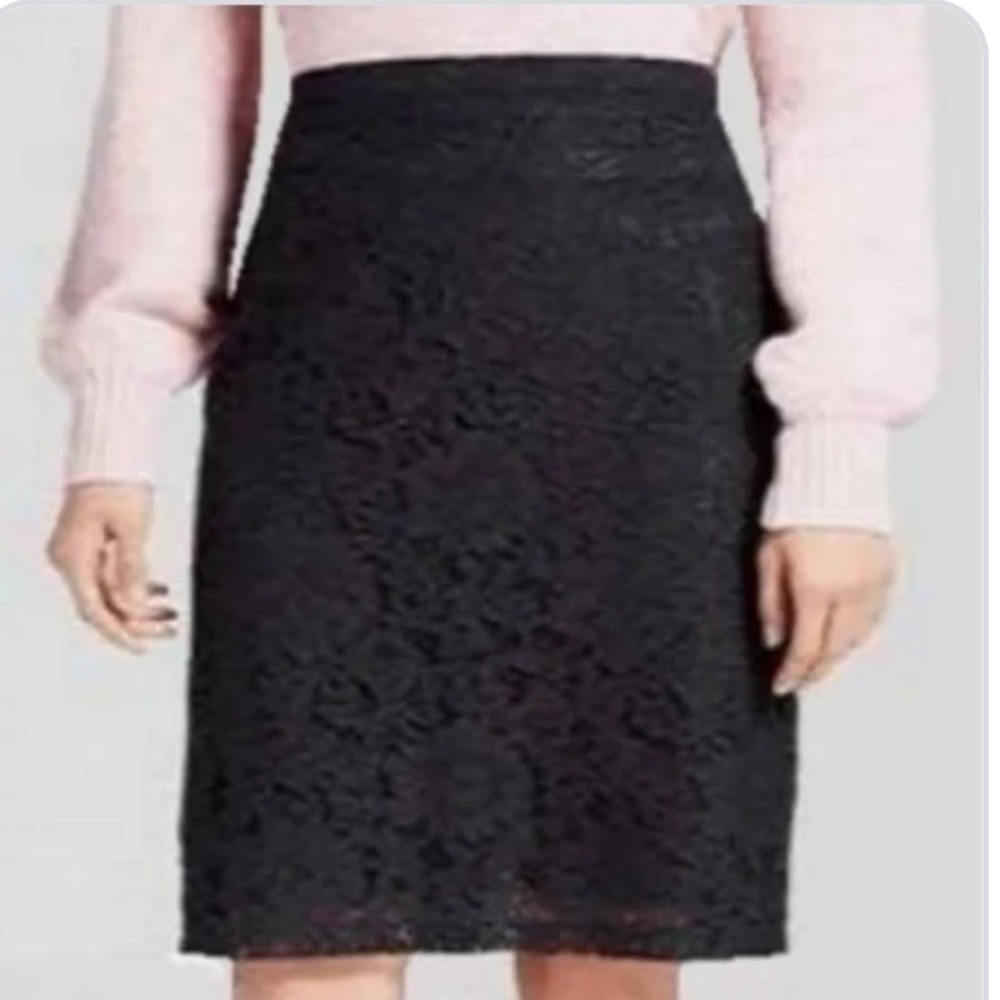 Who‎ What Wear black Lace pencil skirt nice silhouette Sz 4